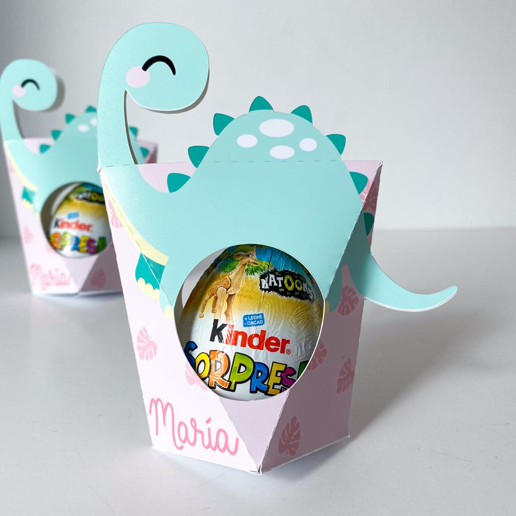 caja con huevo kinder dinosaurios cumpleaños 